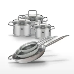 Lot de 3 Poêles 32/28/24cm Elo Relief Solution et 3 Faitouts Elo Citrin