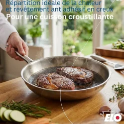 Lot de 2 Poêles 24/28cm et 2 Faitouts 16/24cm Elo Relief Passion