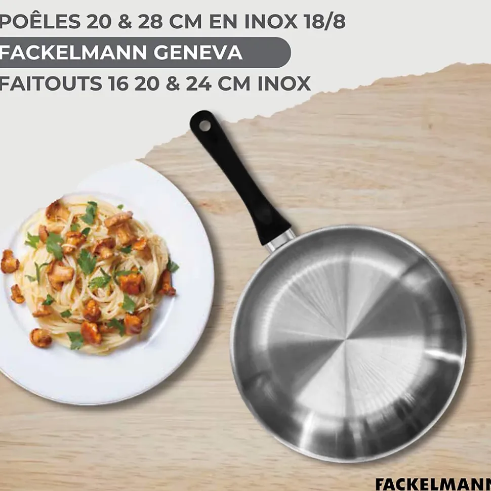 Lot de 2 Poêles 20/28cm et 3 Faitouts 16/20/24cm Fackelmann Généva avec 5 ustensiles Ocean