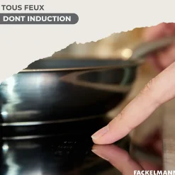 Lot de 2 Poêles 20/28cm et 3 Faitouts 16/20/24cm Fackelmann Généva avec 5 ustensiles Ocean