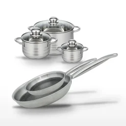 Lot de 2 Poêles 24/28cm et 3 Faitouts 12/16/20cm Elo Relief Solution