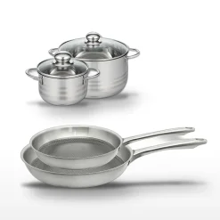 Lot de 2 Poêles 24/28cm et 2 Faitouts 16/20cm Elo Relief Passion