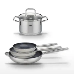 Lot de 3 Poêles Elo Profi Therm Platinum 24/28/32 cm avec Faitout 14 cm