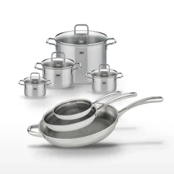 Lot de 3 Poêles Elo Relief Evolution 24/28/32 cm et 4 Faitouts Elo Citrin 14/16/20/26 cm