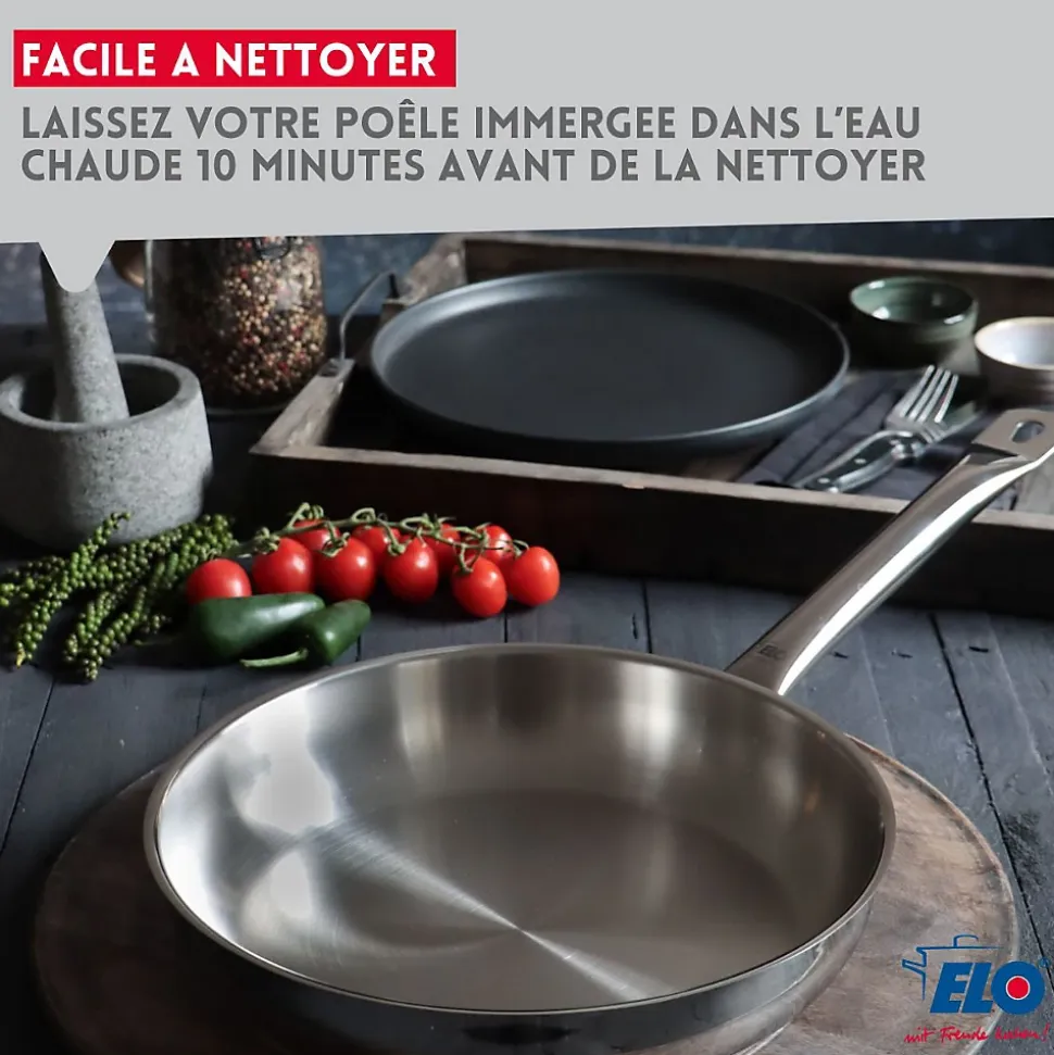 Lot de 2 poêles inox de 28 cm et 32 cm Elo Profi Therm