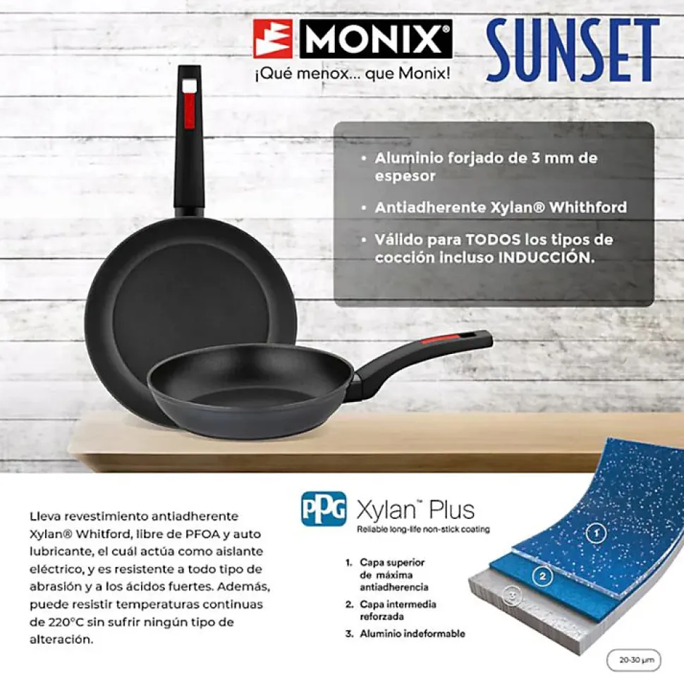 Lot de 3 poêles Monix M249001 Sunset 18-22-26cm