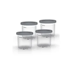 Lot de 4 pots avec couvercles compatibles avec Creami NC300EU Ninja Gris
