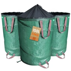 Lot de 3 Sac de Jardin Pop up 100L en Polyéthylène avec Poignées VOUNOT