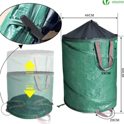 Lot de 3 Sac de Jardin Pop up 100L en Polyéthylène avec Poignées VOUNOT