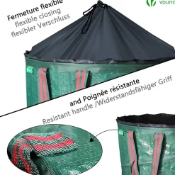 Lot de 3 Sac de Jardin Pop up 100L en Polyéthylène avec Poignées VOUNOT