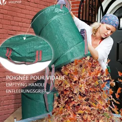 Lot de 3 Sac de Jardin Pop up 100L en Polyéthylène avec Poignées VOUNOT