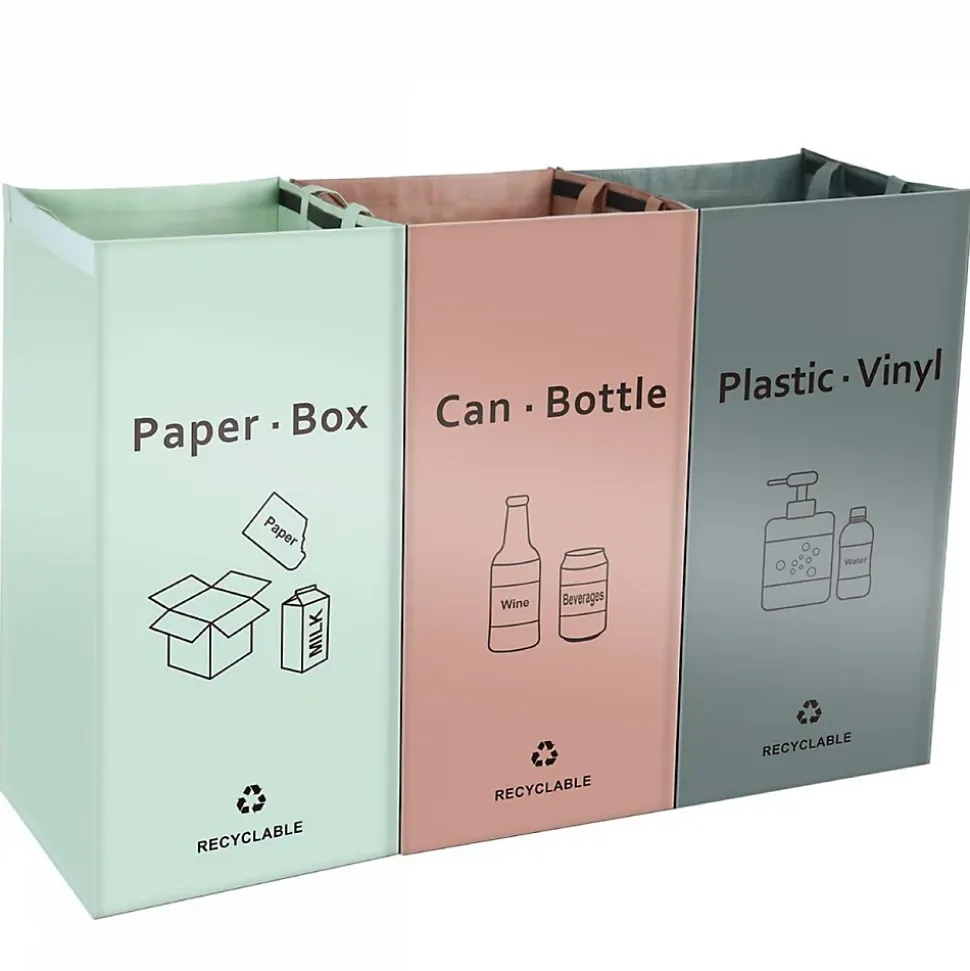 Lot de 3 sacs de recyclage réutilisables pour tri sélectif - 160L - Linxor