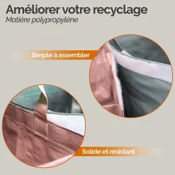 Lot de 3 sacs de recyclage réutilisables pour tri sélectif - 160L - Linxor