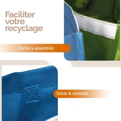 Lot de 3 sacs de tri réutilisables pour recyclage des déchets - 130 L - Linxor