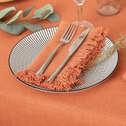 Lot de 2 serviettes de table Maha - coton - rose terracotta - 40x40 cm - Atmosphera