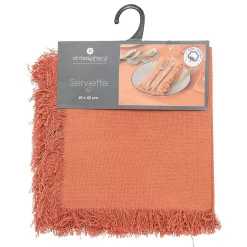 Lot de 2 serviettes de table Maha - coton - rose terracotta - 40x40 cm - Atmosphera