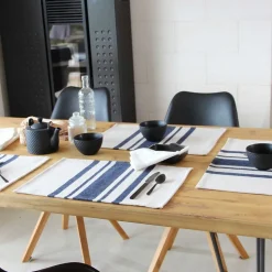 Lot de 4 Sets de table coton épais Rustique (38x50 cm - Bleu Foncé)