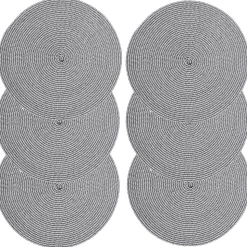 Lot de 6 sets de table rond tressés en polypropylène
