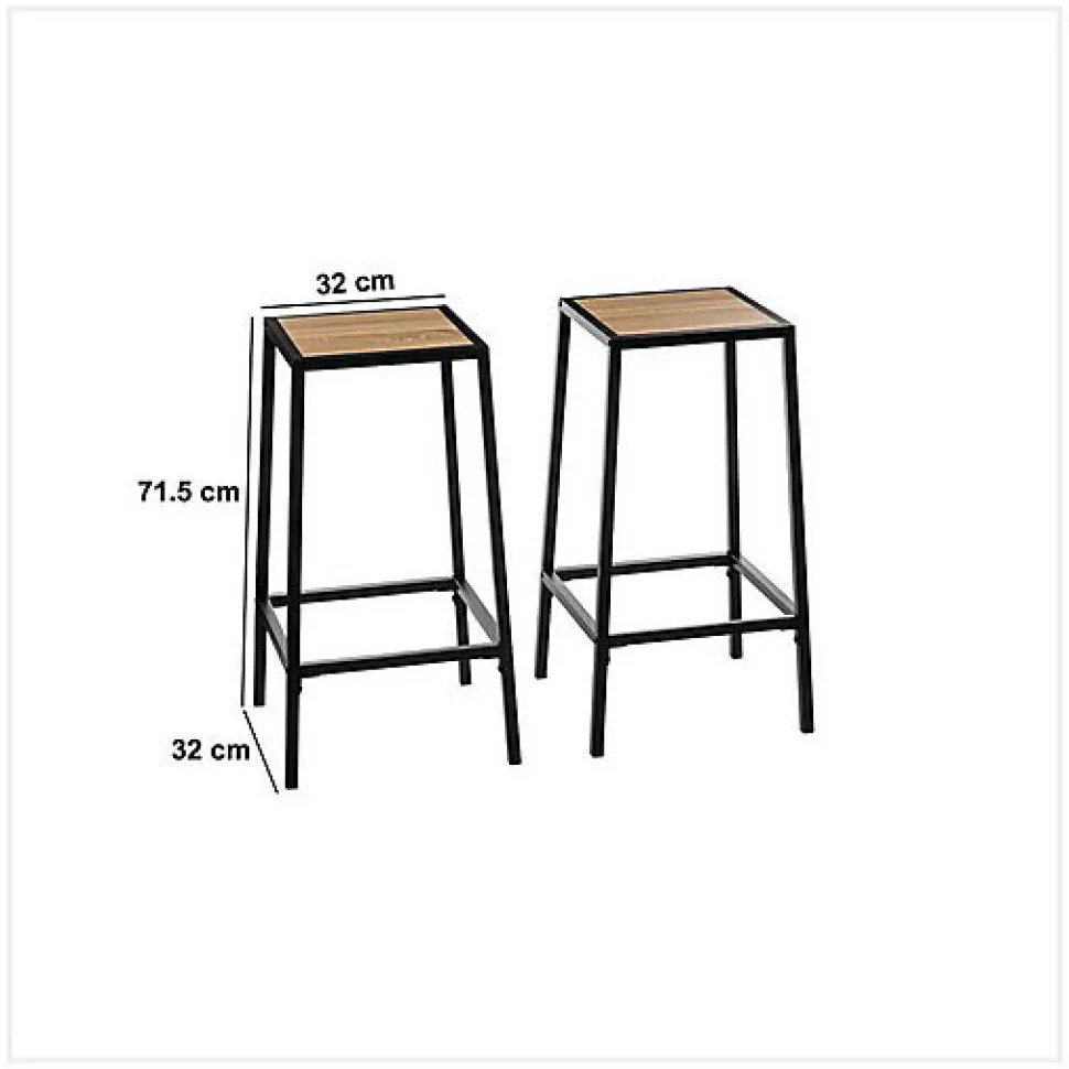 Lot de 2 tabourets bar effet chêne naturel Aliaj - 5Five
