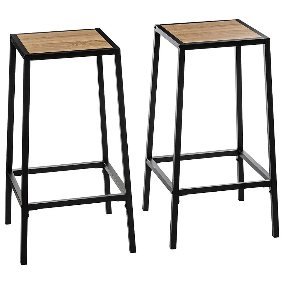 Lot de 2 tabourets bar effet chêne naturel Aliaj - 5Five