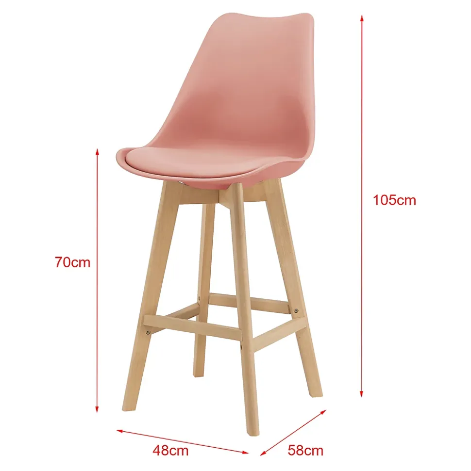 Lot de 2 Tabourets de Bar Lublin Similicuir Hêtre 105 x 48 x 58 cm Rose en.casa