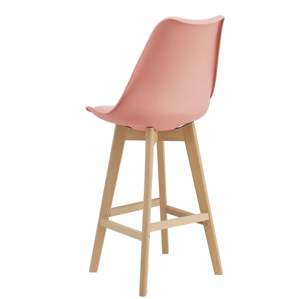 Lot de 2 Tabourets de Bar Lublin Similicuir Hêtre 105 x 48 x 58 cm Rose en.casa