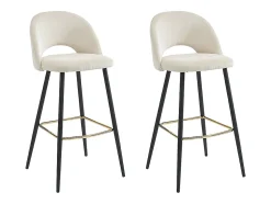 Lot de 2 tabourets de bar en velours côtelé et métal - Crème - FINCHY