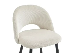 Lot de 2 tabourets de bar en velours côtelé et métal - Crème - FINCHY