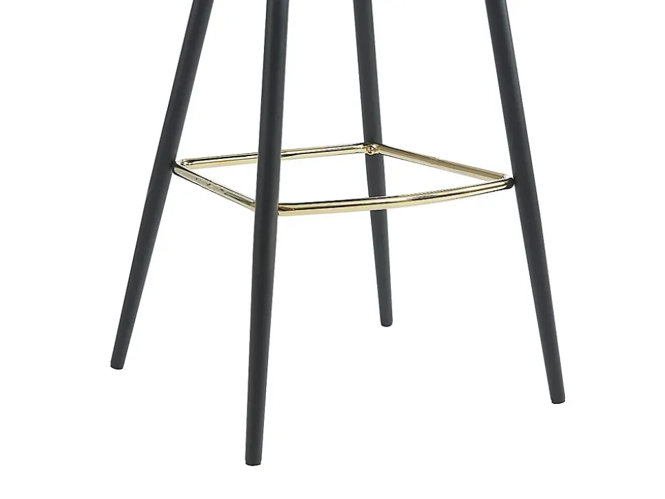 Lot de 2 tabourets de bar en velours côtelé et métal - Crème - FINCHY