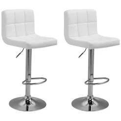 Lot de 2 tabourets de bar blanc MIKE - HAPPY GARDEN