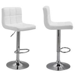 Lot de 2 tabourets de bar blanc MIKE - HAPPY GARDEN