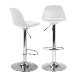 Lot de 2 tabourets de bar KARL design blanc