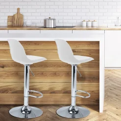 Lot de 2 tabourets de bar KARL design blanc
