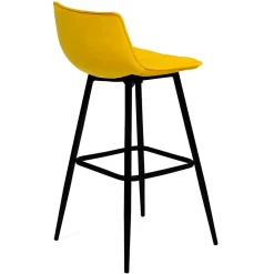 Lot de 4 tabourets de bar MADY en velours mix color bleu, gris clair, gris foncé, jaune