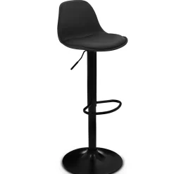 Lot de 2 tabourets de bar KARL design noir pied noir