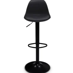 Lot de 2 tabourets de bar KARL design noir pied noir