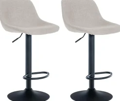 Lot de 2 tabourets de bar Loft, 2 tabourets de comptoir, Chaises avec dossier, pivotantes à 360 , réglables. Crème/Tissu