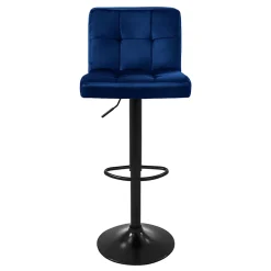 Lot de 4 tabourets de bar rembourrées en velours bleu chaise réglable en hauteur