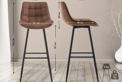 Lot de 2 tabourets de bar Dartford, Chaise de bar rembourrée, Structure métallique Marron/Velours