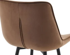 Lot de 2 tabourets de bar Dartford, Chaise de bar rembourrée, Structure métallique Marron/Velours