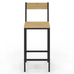 Lot de 4 tabourets de bar DETROIT avec dossier chaise de cuisine design industriel