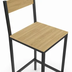 Lot de 4 tabourets de bar DETROIT avec dossier chaise de cuisine design industriel