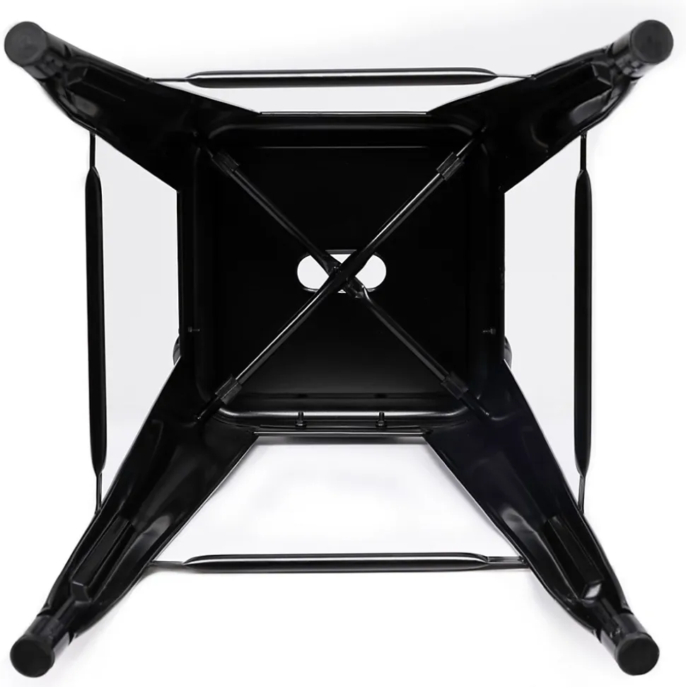 Lot de 4 tabourets de bar LENY métal noir mat et dossier aspect brut factory