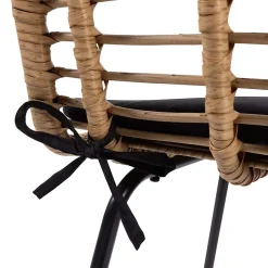 Lot de 2 tabourets de bar SUMMER effet rotin pied métal noir