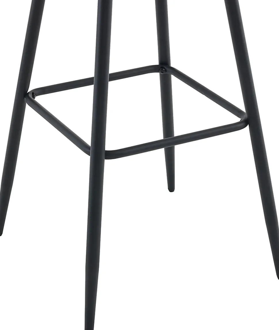 Lot de 2 tabourets de bar Dartford, Chaise de bar rembourrée, Structure métallique Noir/Velours