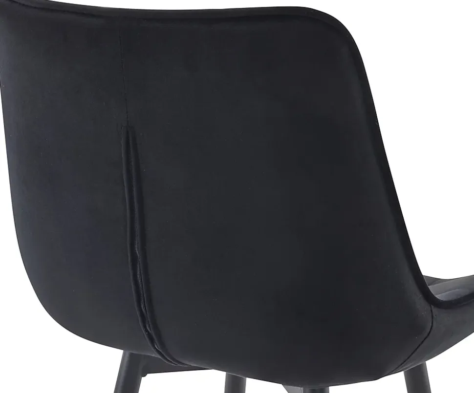 Lot de 2 tabourets de bar Dartford, Chaise de bar rembourrée, Structure métallique Noir/Velours