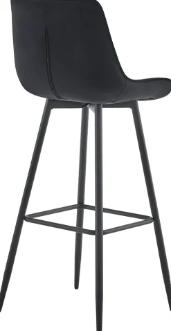 Lot de 2 tabourets de bar Dartford, Chaise de bar rembourrée, Structure métallique Noir/Velours