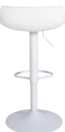 Lot de 2 tabourets de bar Aveiro similicuir, chaises réglables, pied trompette, structure métal, protections sol Blanc