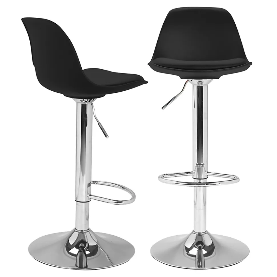 Lot de 2 tabourets de bar KARL design noir