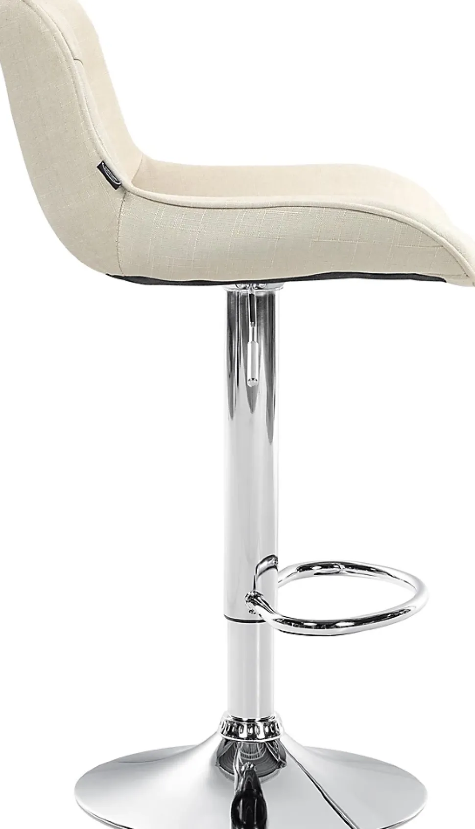 Lot de 2 tabourets de bar Vonore Tissu, réglable en hauteur, pivotant à 360 degrés, avec repose-pieds Crème/Chrome
